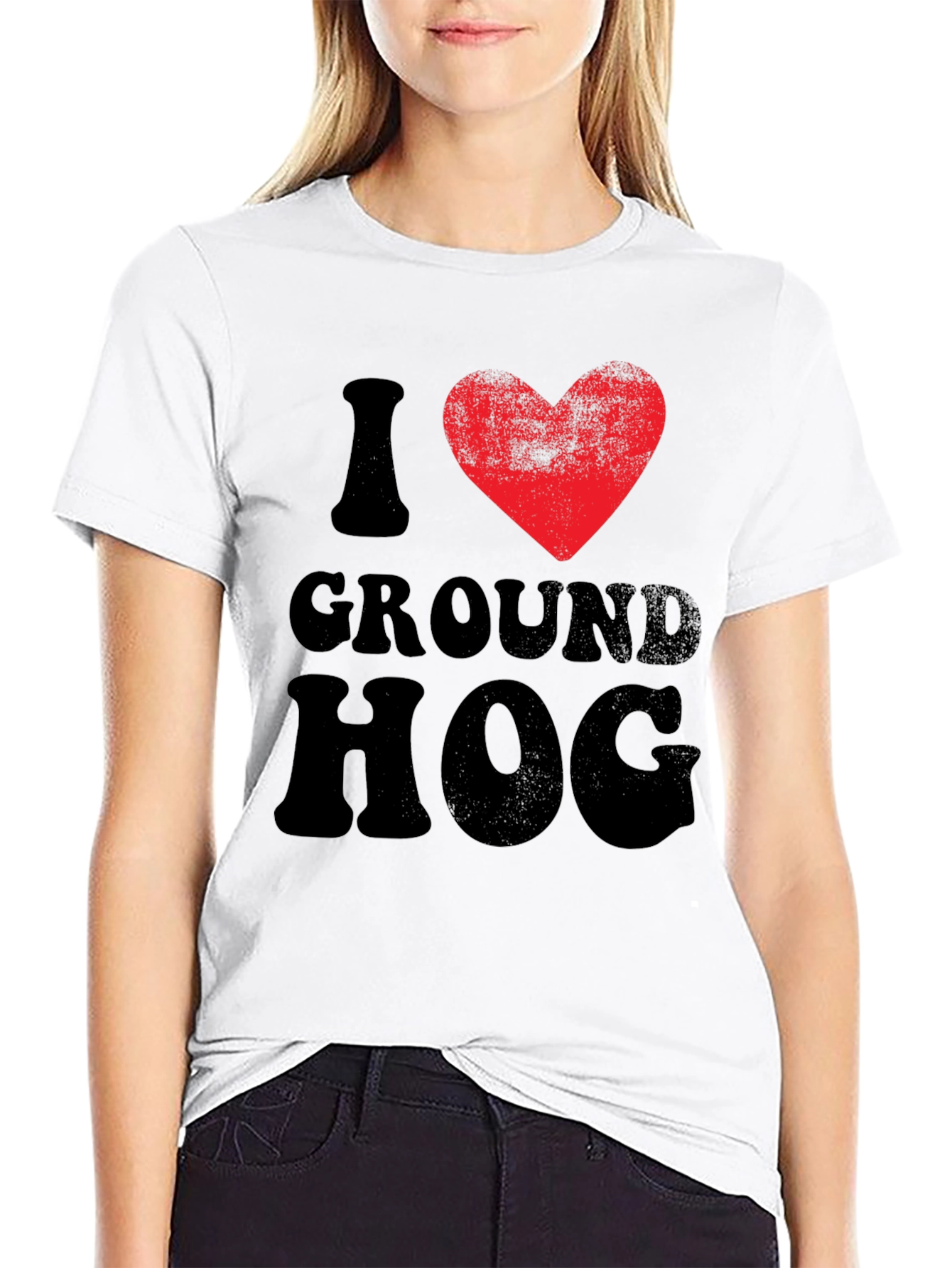 I Heart Groundhog Black T-Shirt