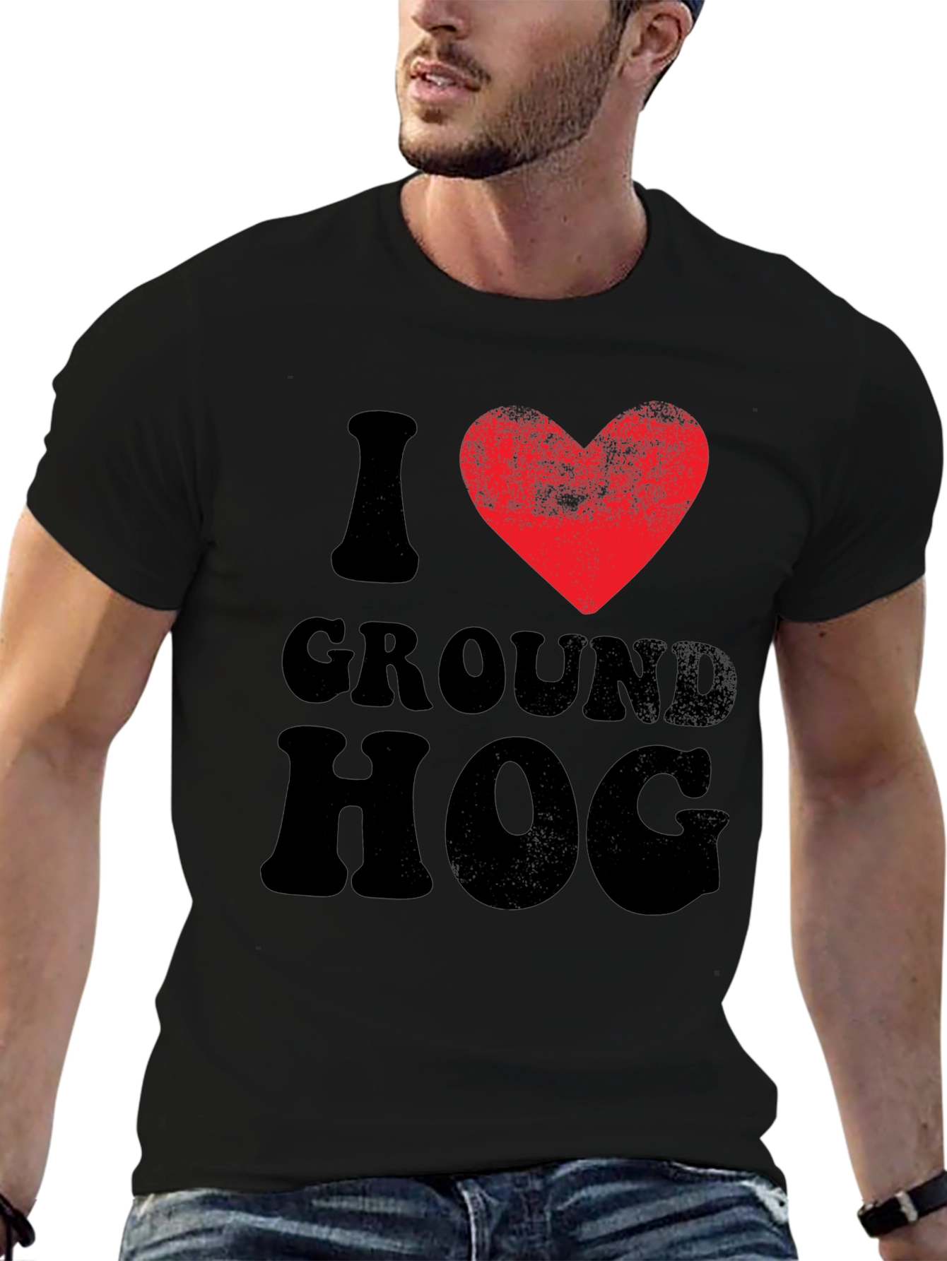 I Heart Groundhog Black T-Shirt