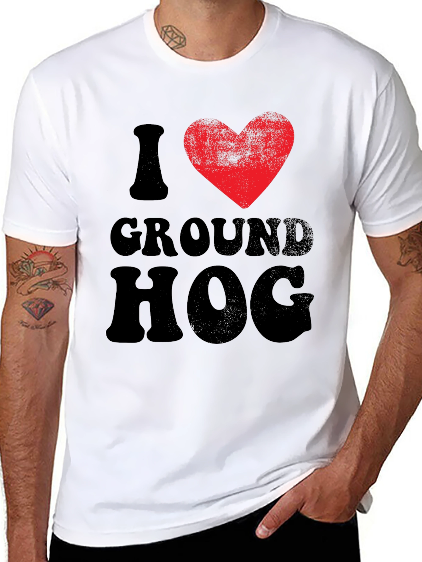 I Heart Groundhog Black T-Shirt