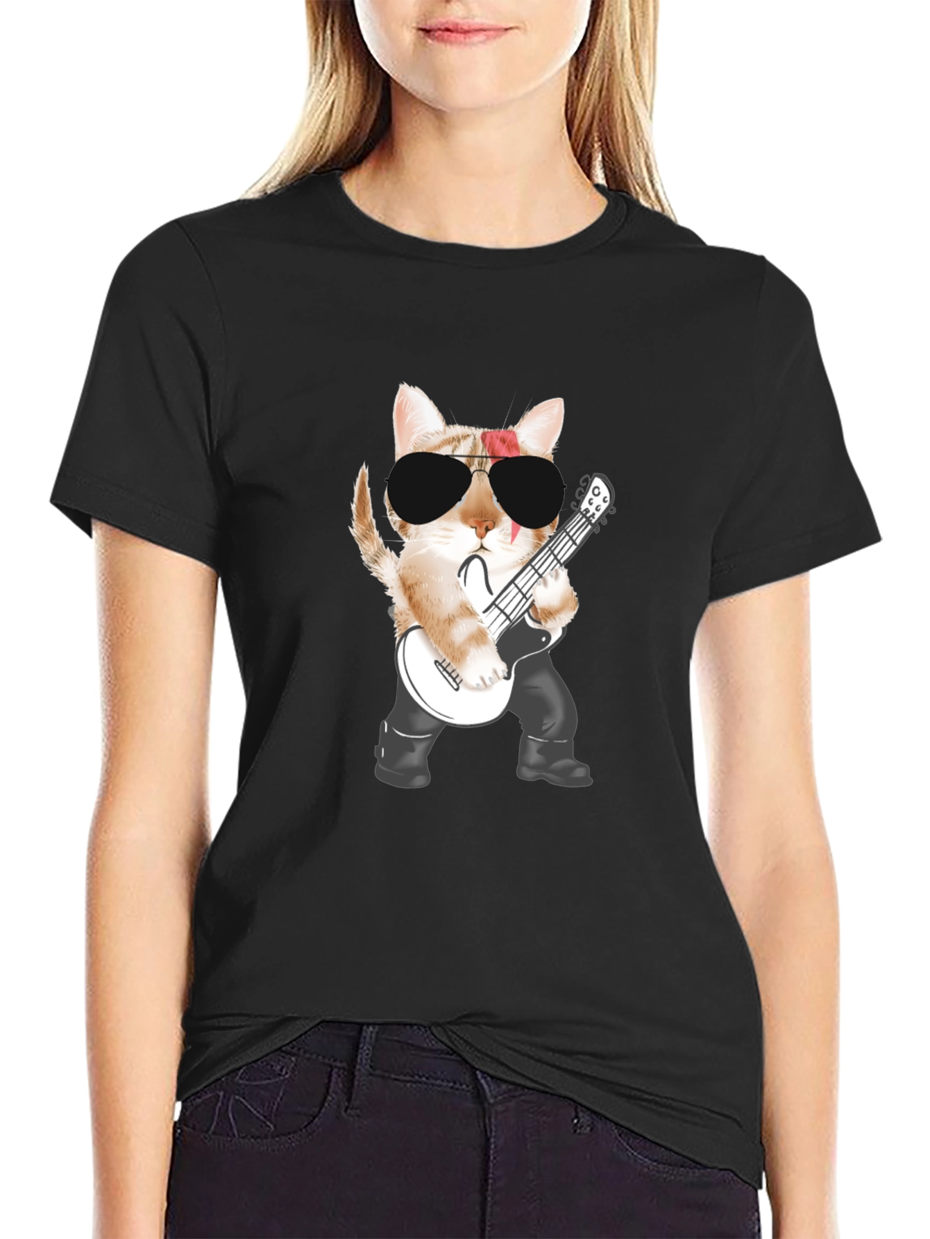 Rock Cat T-Shirt - Cool Graphic Tee