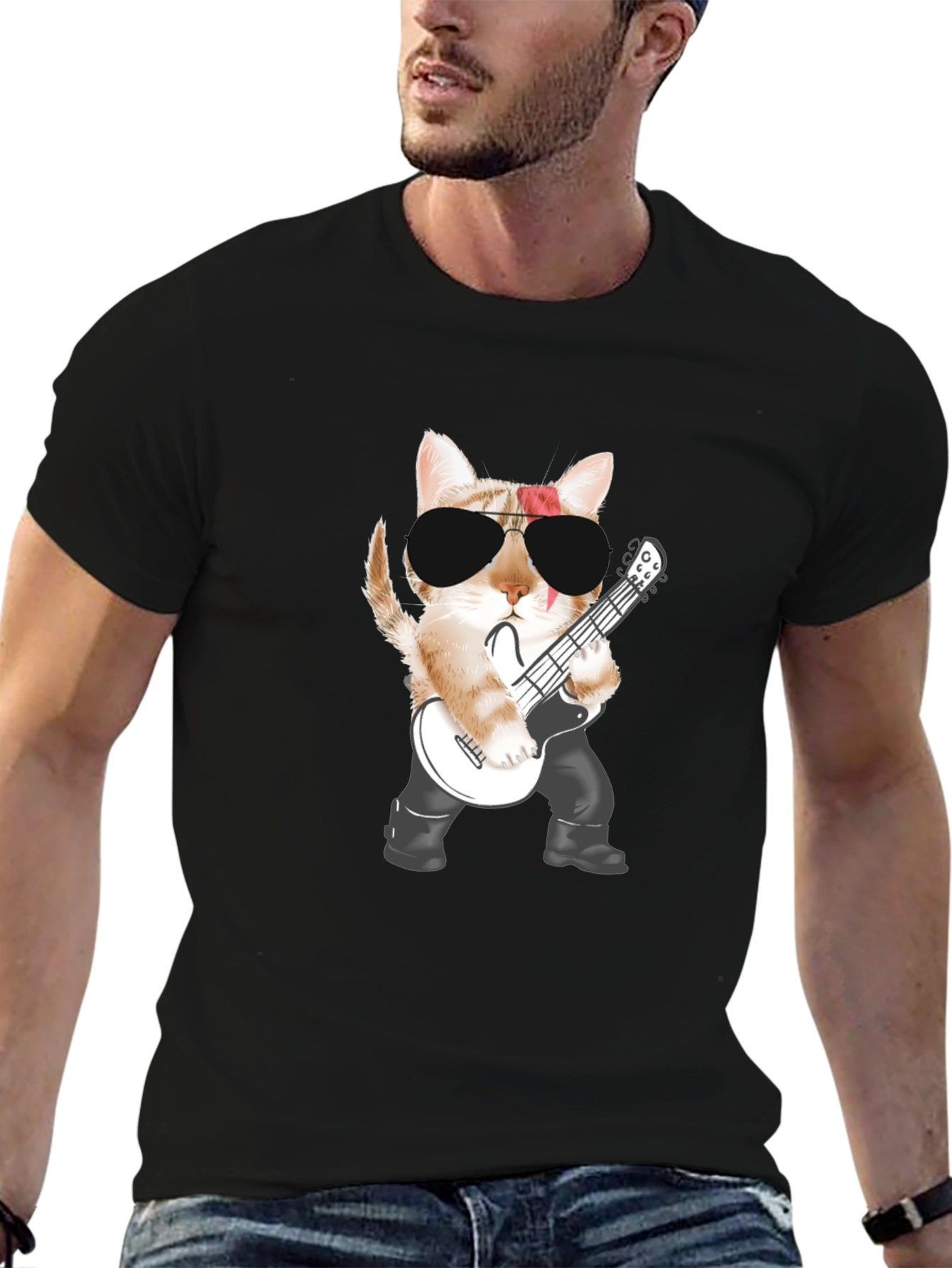 Rock Cat T-Shirt - Cool Graphic Tee