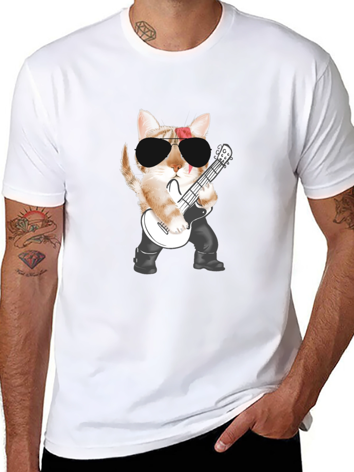Rock Cat T-Shirt - Cool Graphic Tee