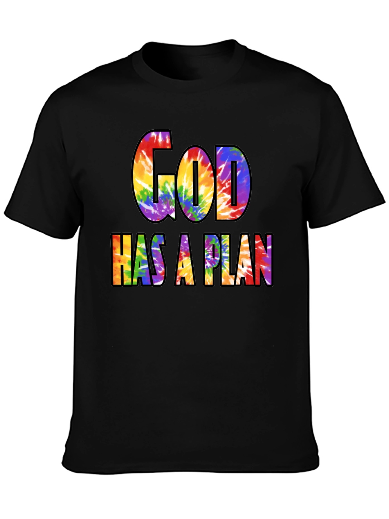 God Has A Plan Rainbow Tie-Dye Graphic T-Shirt