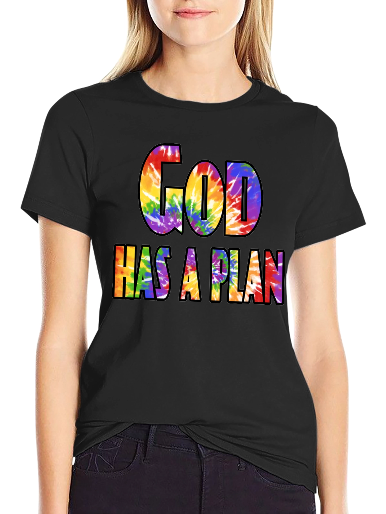 God Has A Plan Rainbow Tie-Dye Graphic T-Shirt