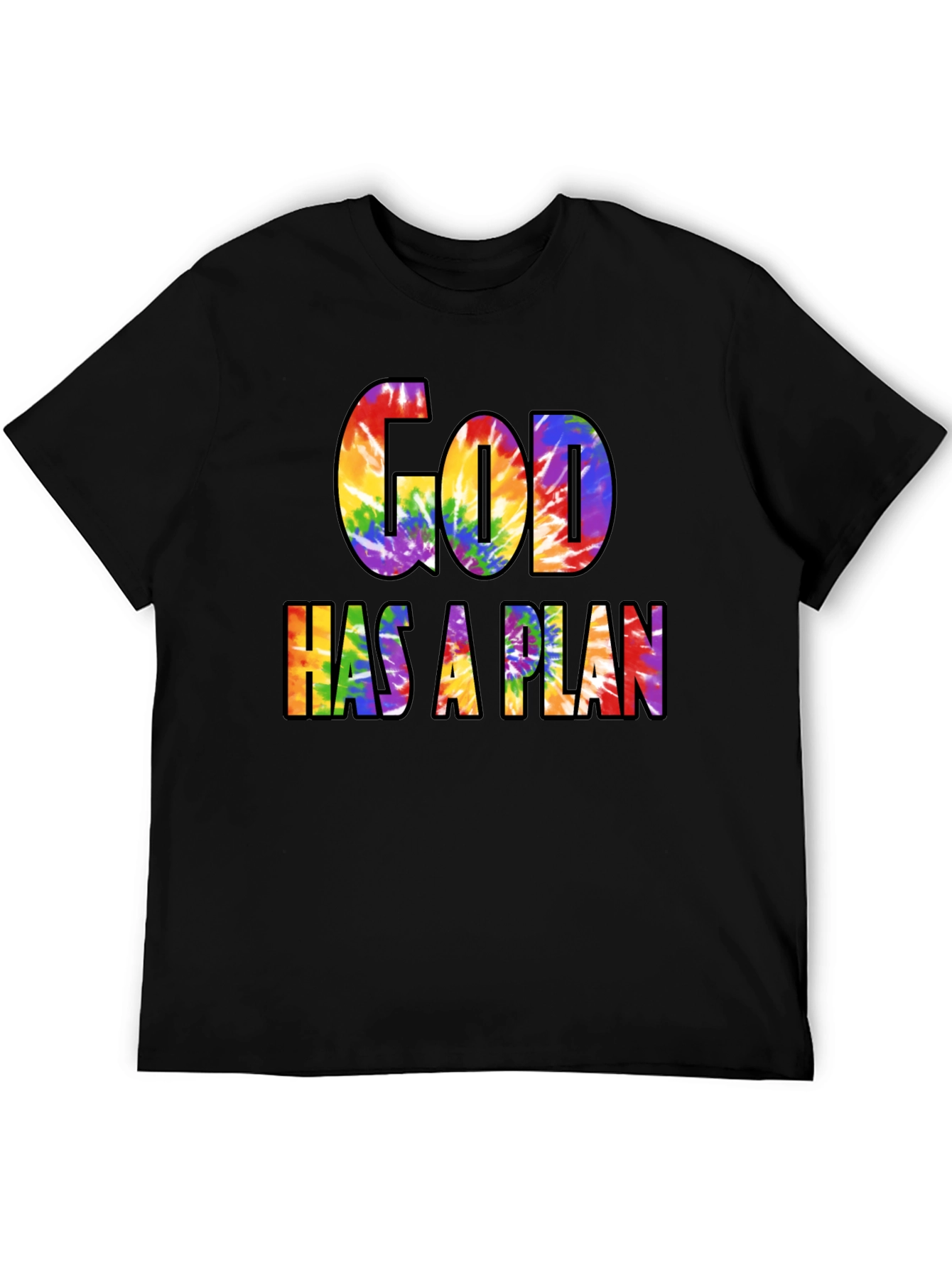God Has A Plan Rainbow Tie-Dye Graphic T-Shirt