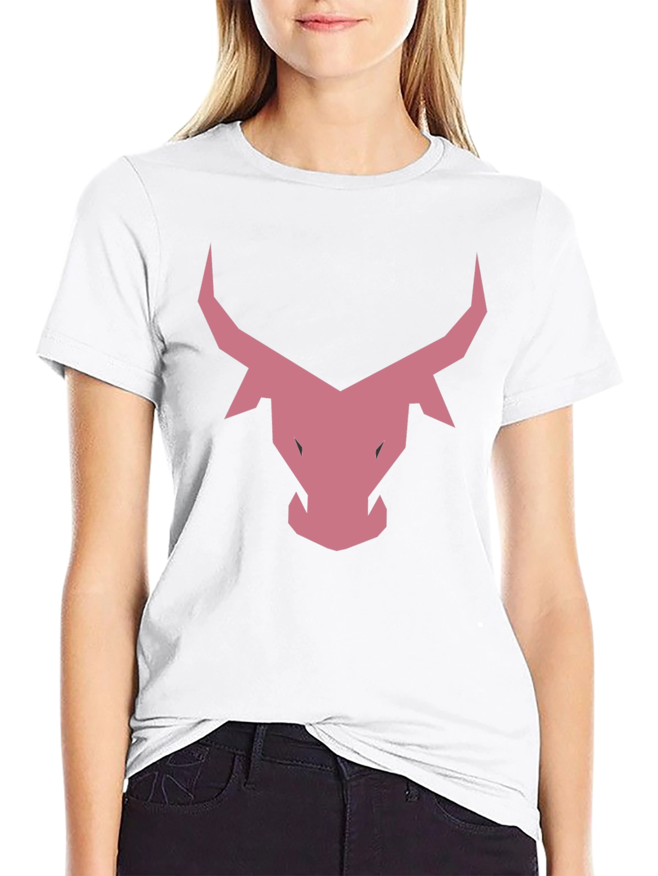 Black T-Shirt with Geometric Bull Graphic