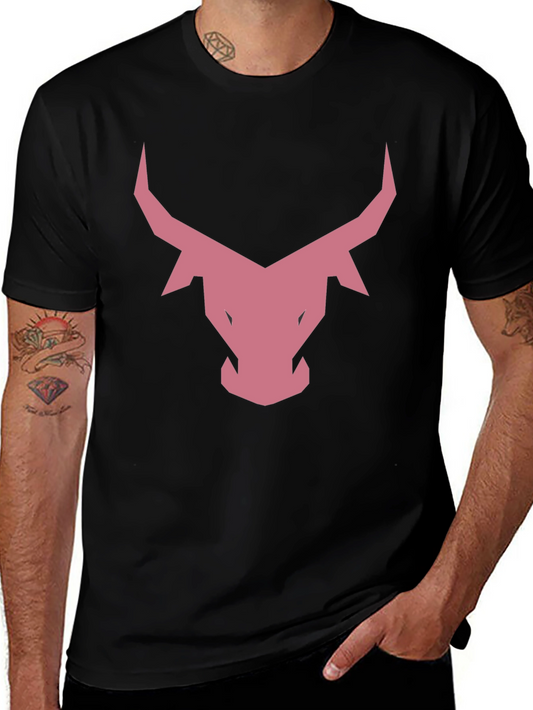 Black T-Shirt with Geometric Bull Graphic