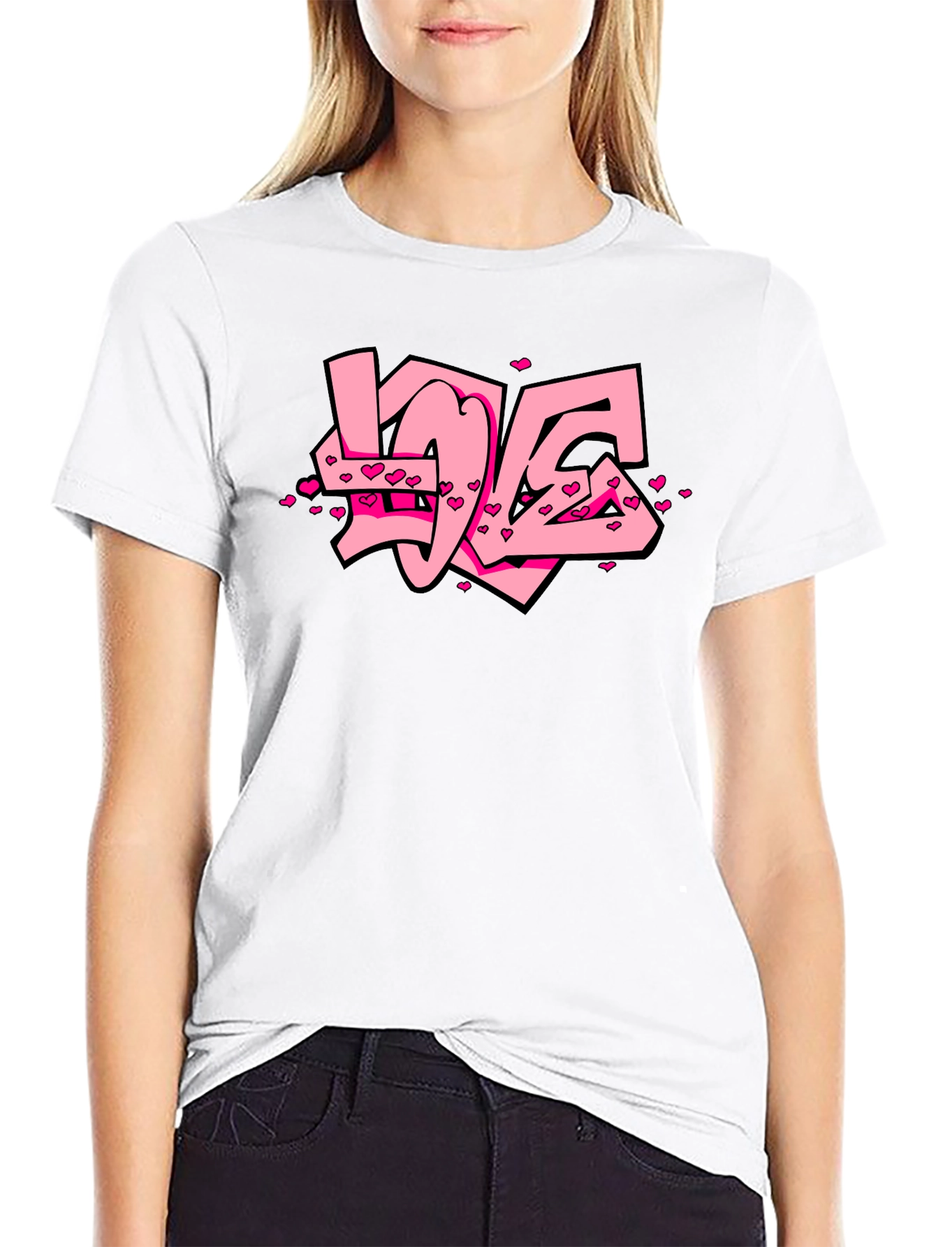 Love Graffiti Black T-Shirt Valentines Day Gift
