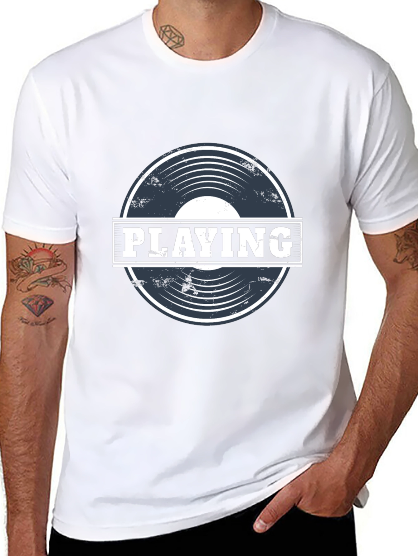 Playing Vinyl Record Graphic T-Shirt