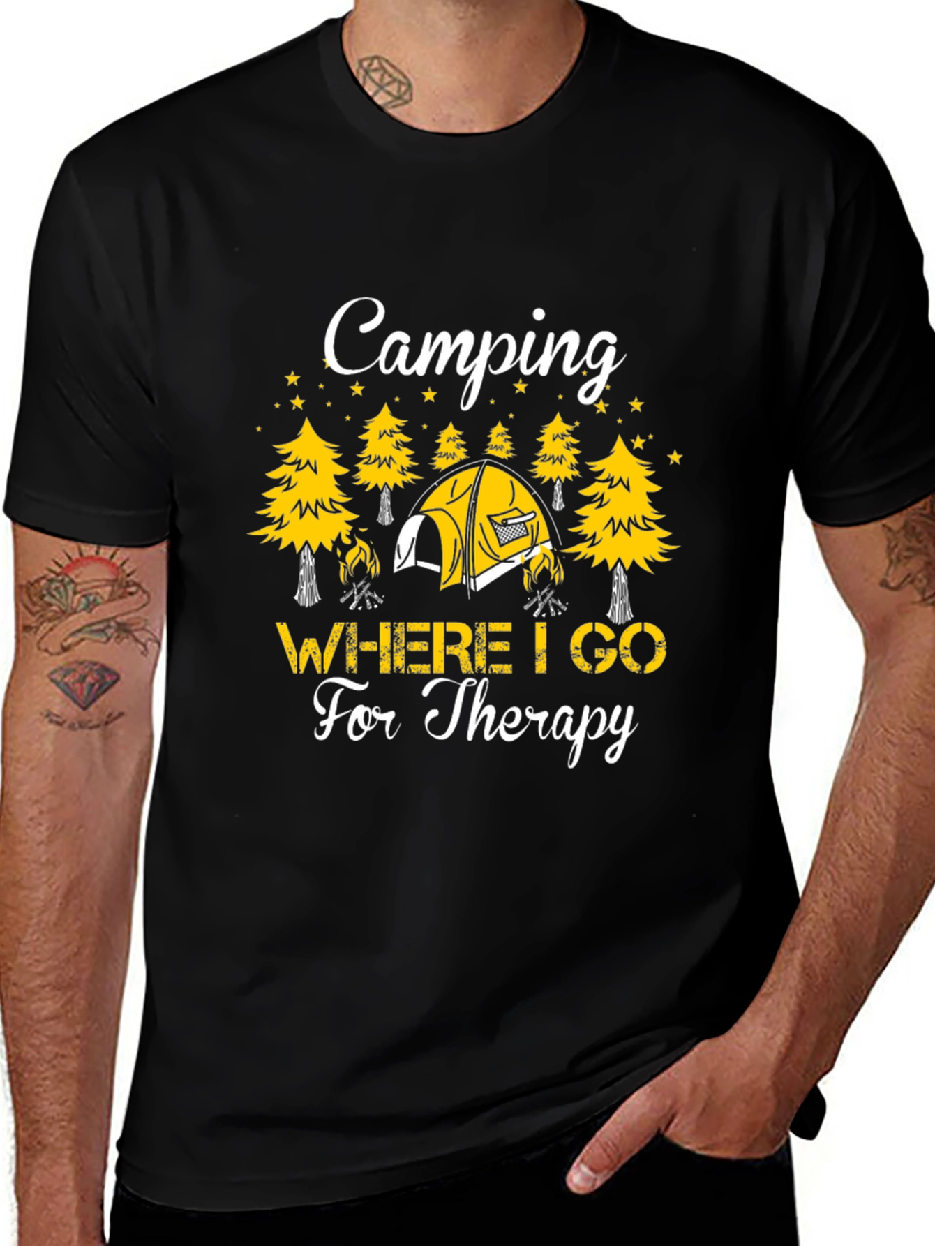 Camping Therapy T-Shirt - Unisex Black Tee