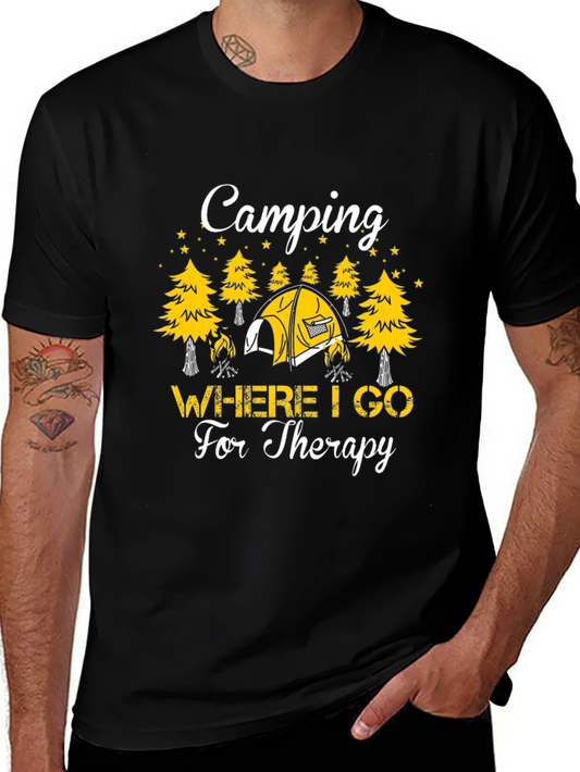 Camping Therapy T-Shirt - Unisex Black Tee
