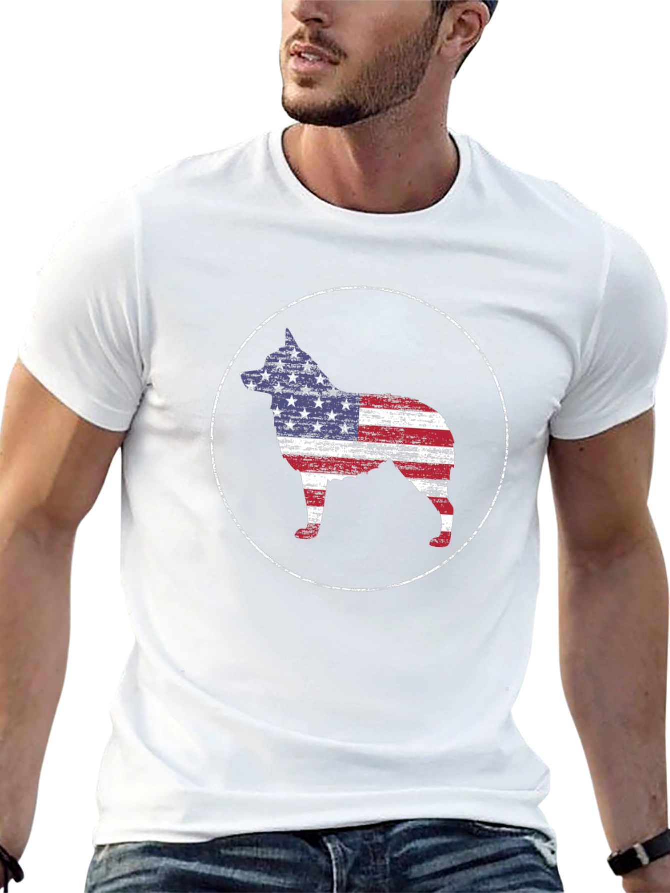 Patriotic Dog T-Shirt - USA Flag Graphic Tee