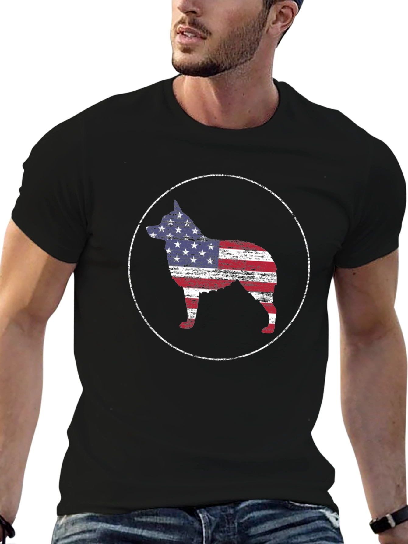 Patriotic Dog T-Shirt - USA Flag Graphic Tee