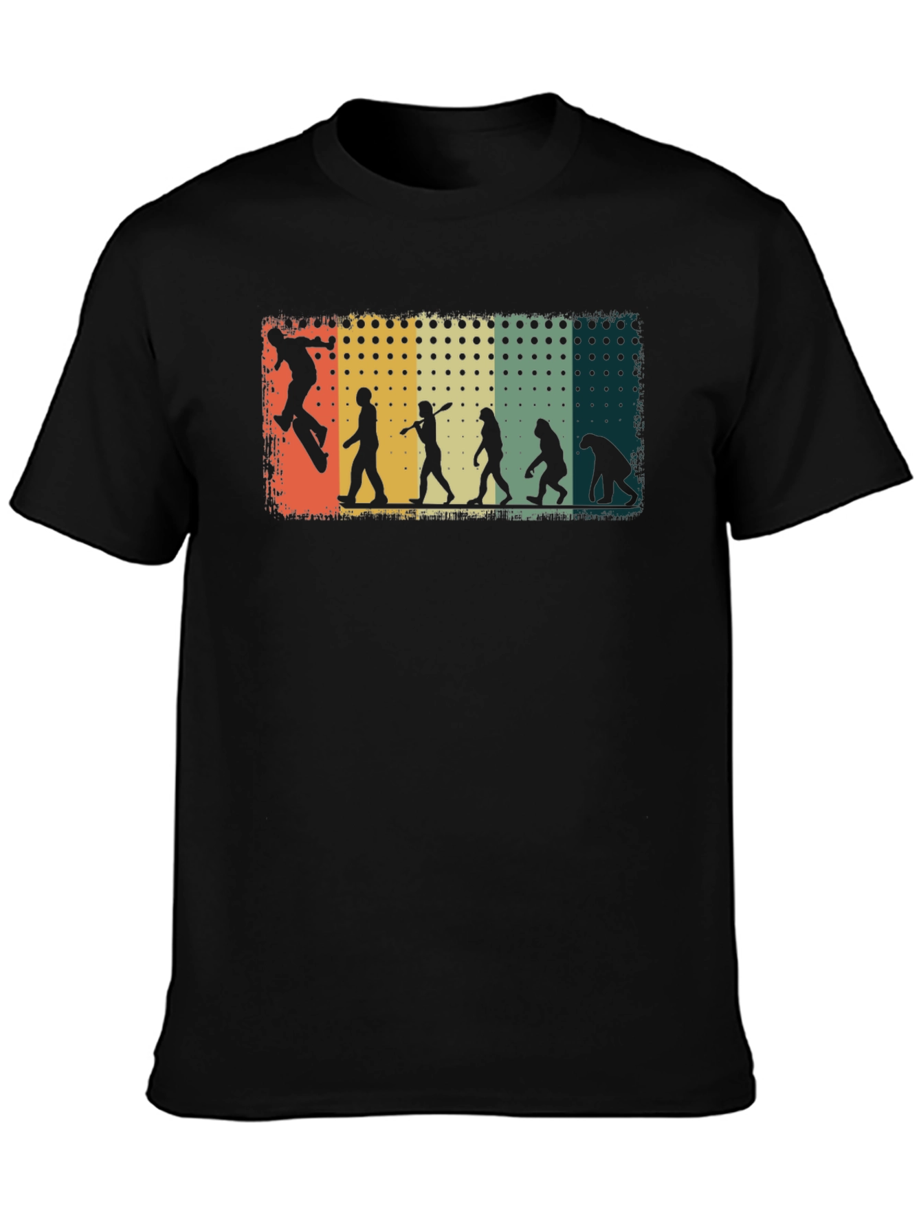 Skateboarding Evolution Graphic Tee - Black Cotton T-Shirt