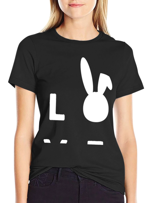 Love Bunny Graphic Tee - Black Cotton T-Shirt
