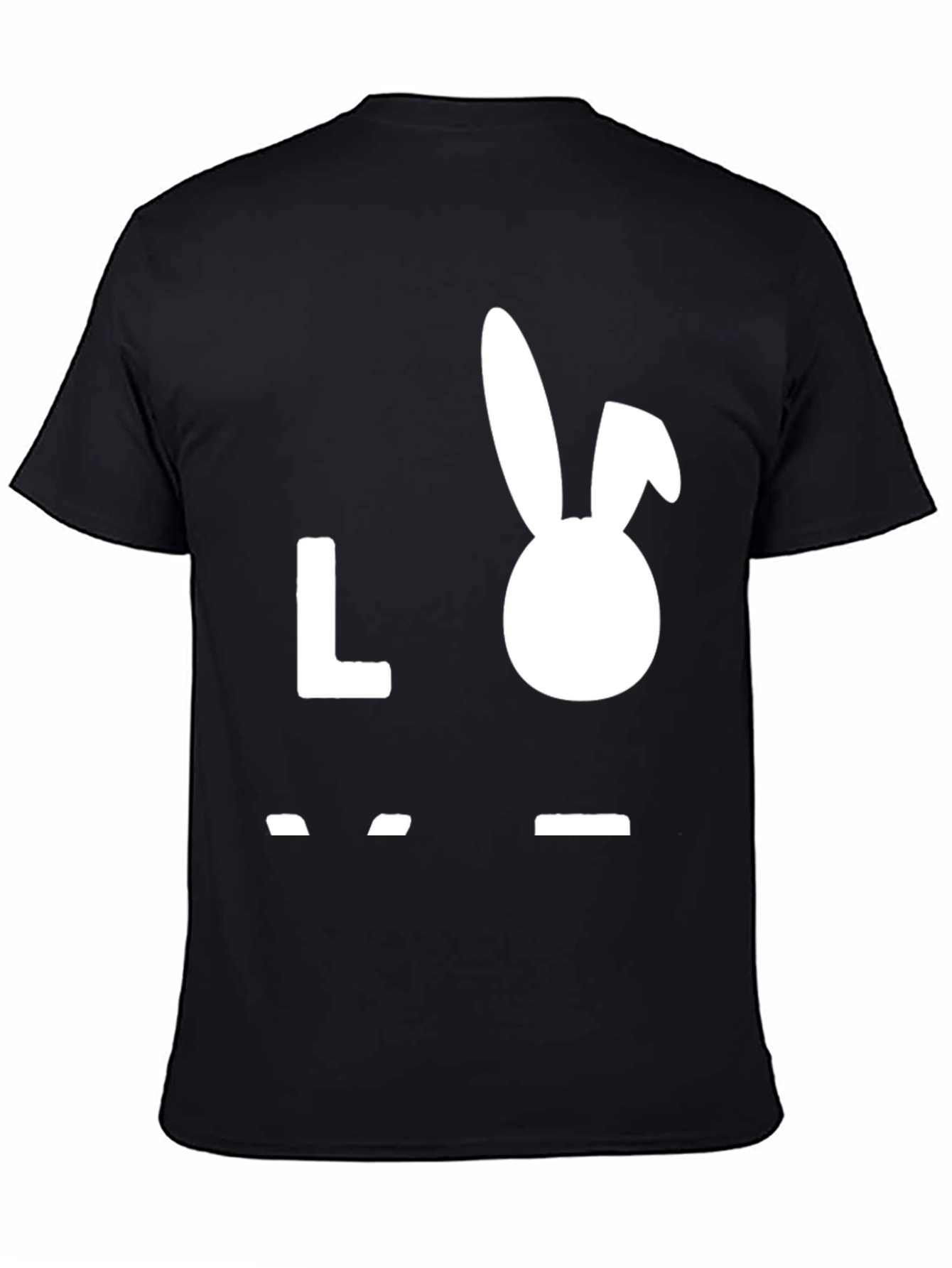 Love Bunny Graphic Tee - Black Cotton T-Shirt
