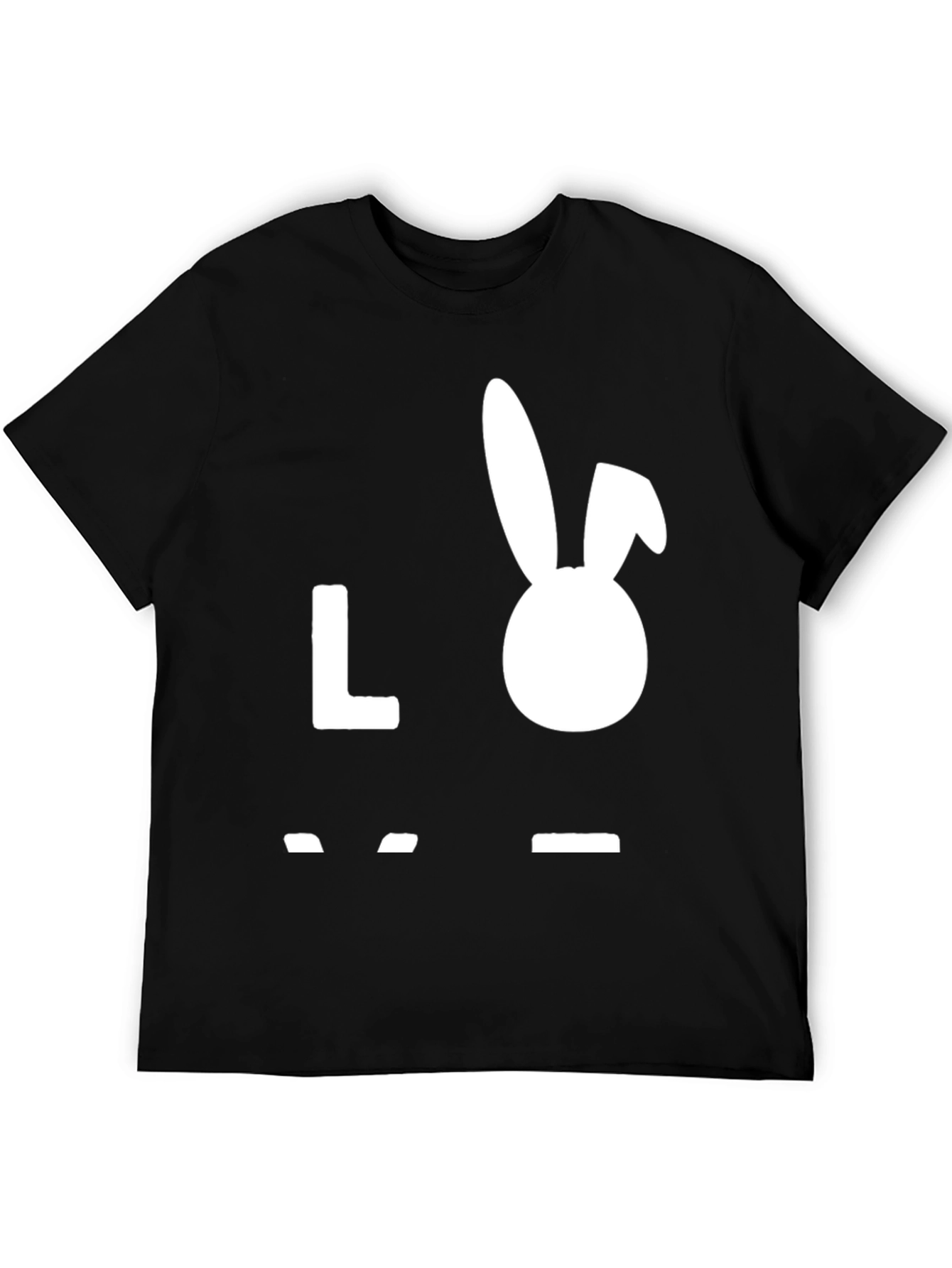 Love Bunny Graphic Tee - Black Cotton T-Shirt