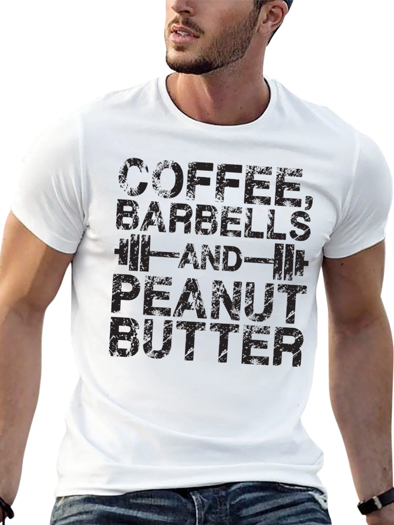 Coffee Barbells Peanut Butter Black T-Shirt