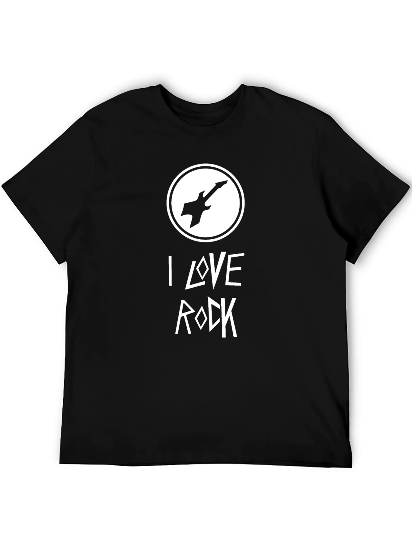 I Love Rock Guitar Graphic T-Shirt - Black