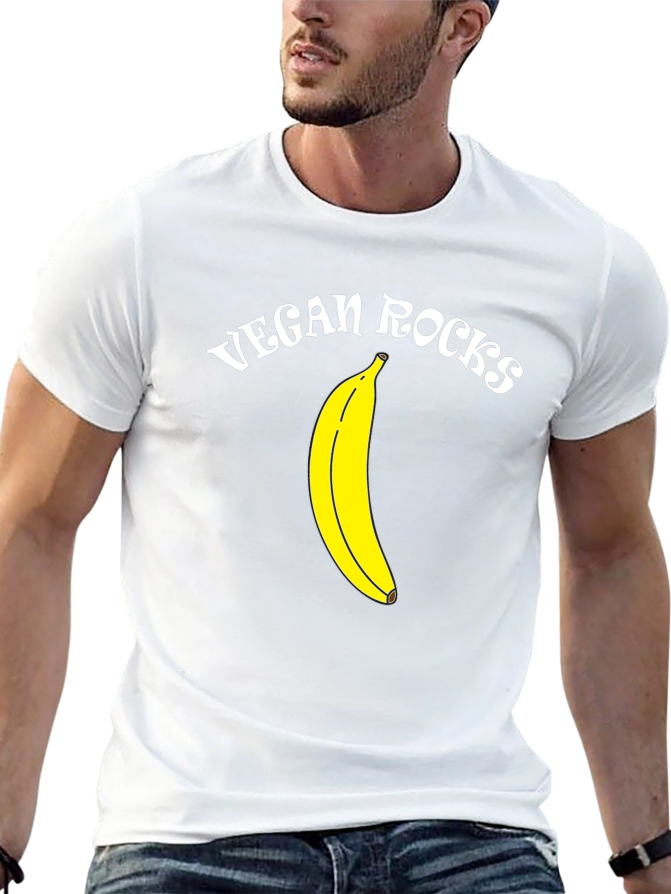 Vegan Rocks Banana Graphic Black T-Shirt