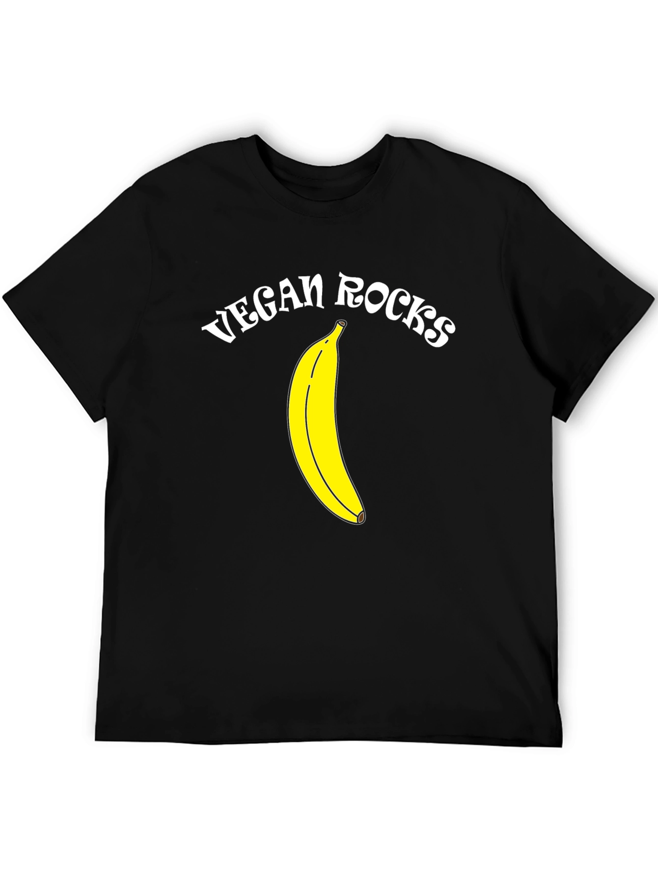 Vegan Rocks Banana Graphic Black T-Shirt