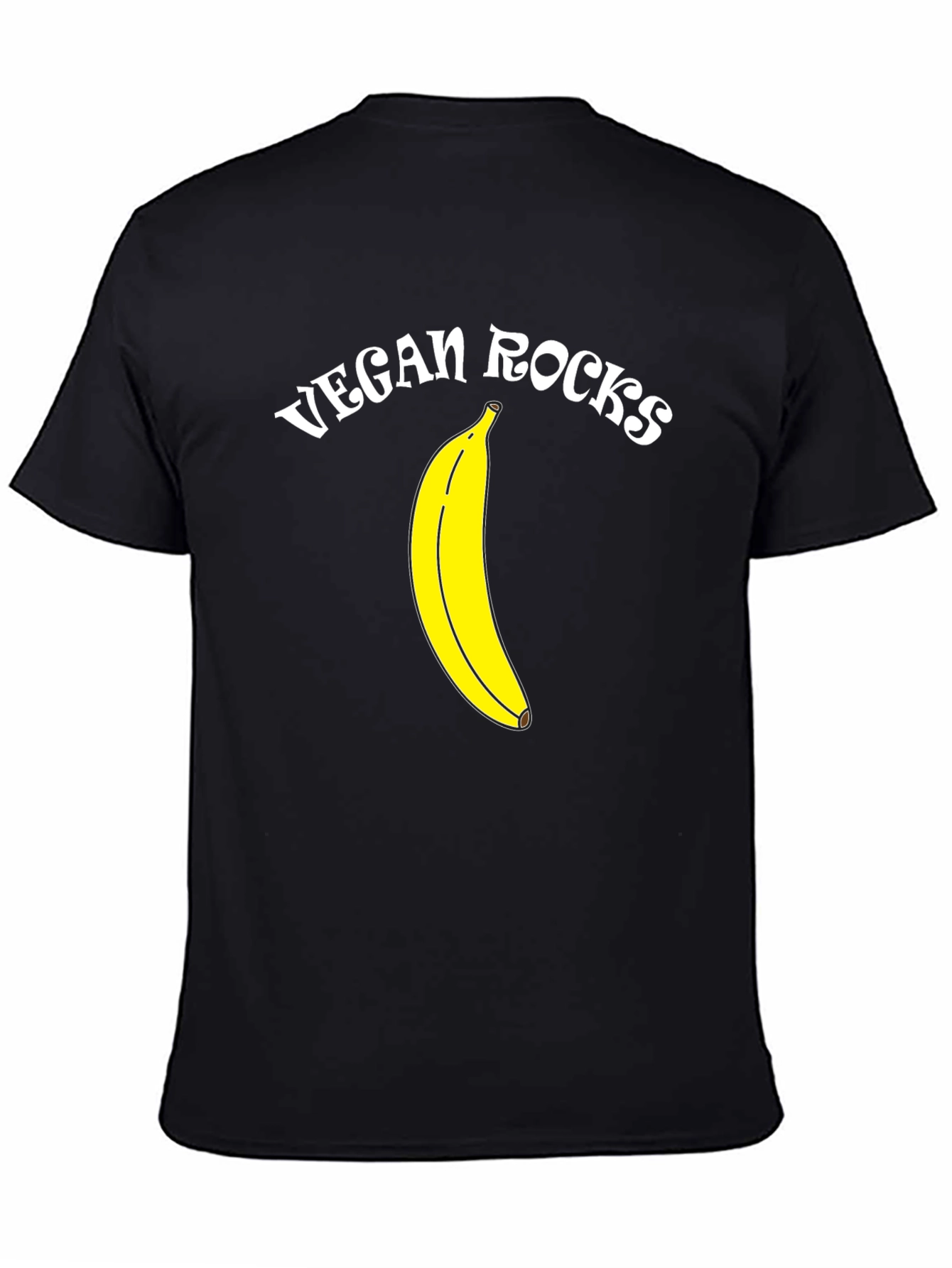 Vegan Rocks Banana Graphic Black T-Shirt