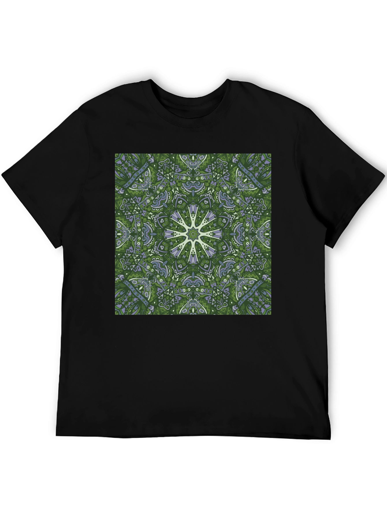 Green Kaleidoscope Mandala T-Shirt - Unique Graphic Tee