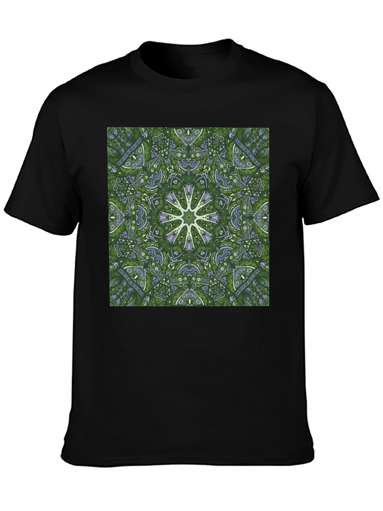 Green Kaleidoscope Mandala T-Shirt - Unique Graphic Tee