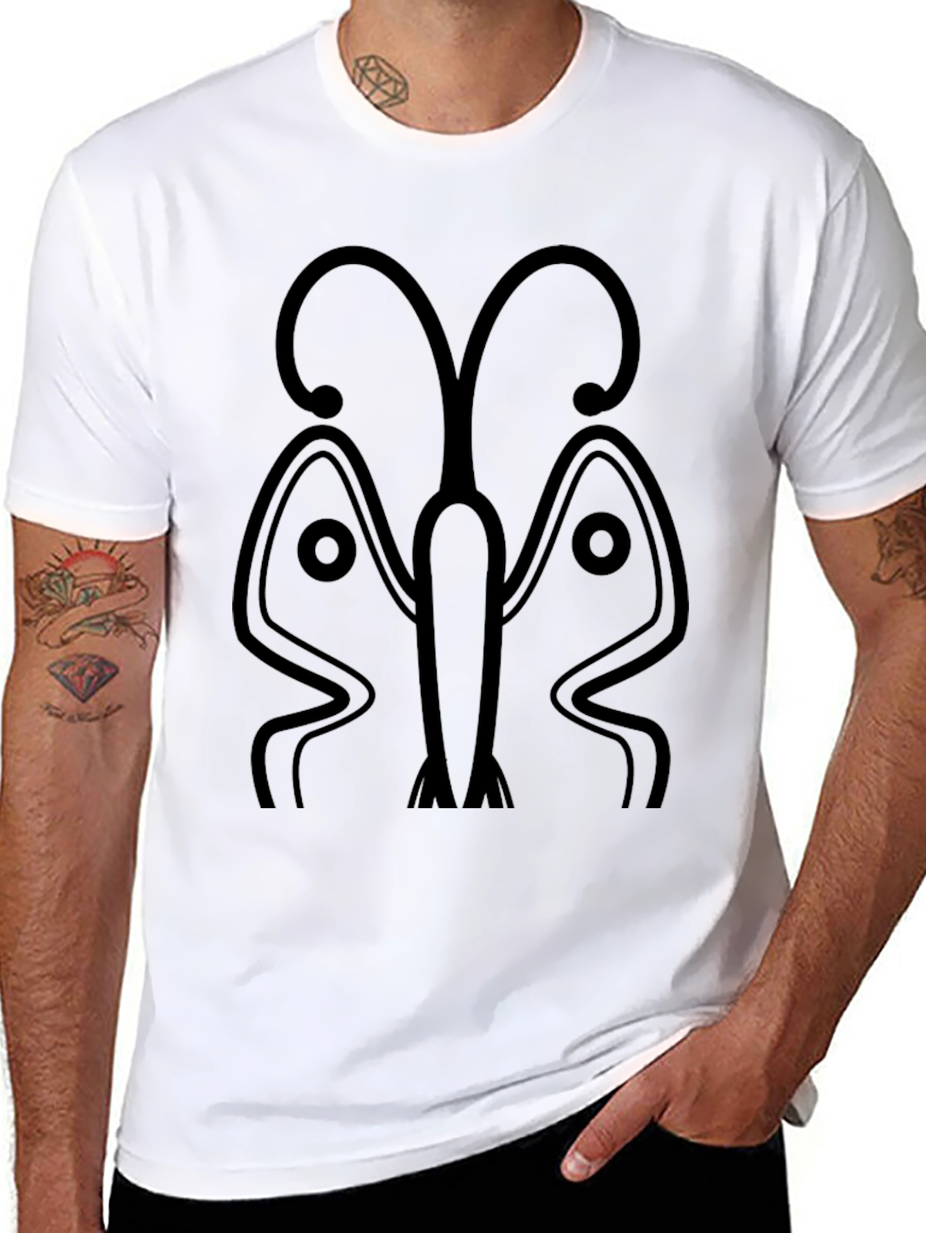 Abstract Butterfly Graphic Tee - Stylish Black T-Shirt