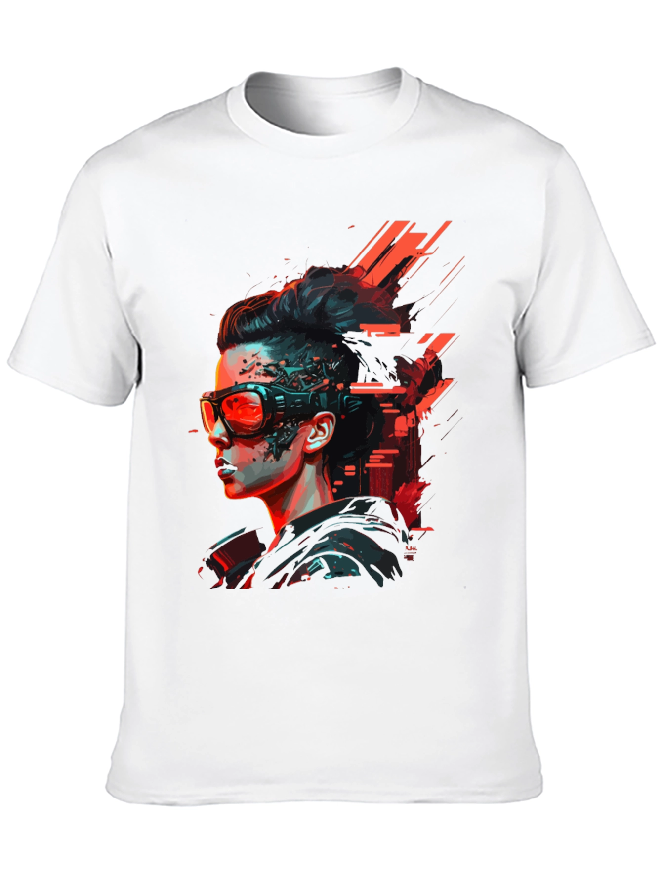 Cyberpunk Woman Graphic Tee - Futuristic Style