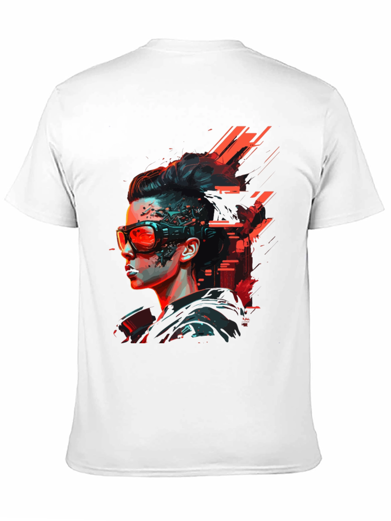 Cyberpunk Woman Graphic Tee - Futuristic Style