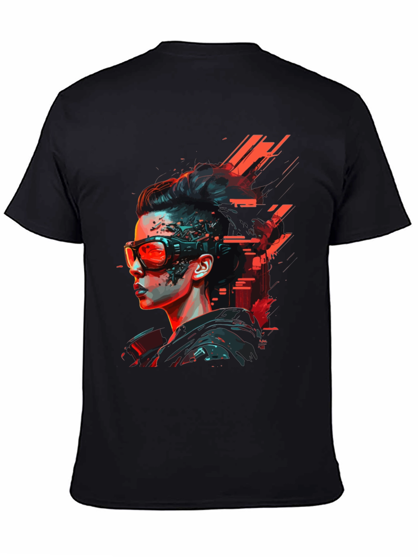 Cyberpunk Woman Graphic Tee - Futuristic Style