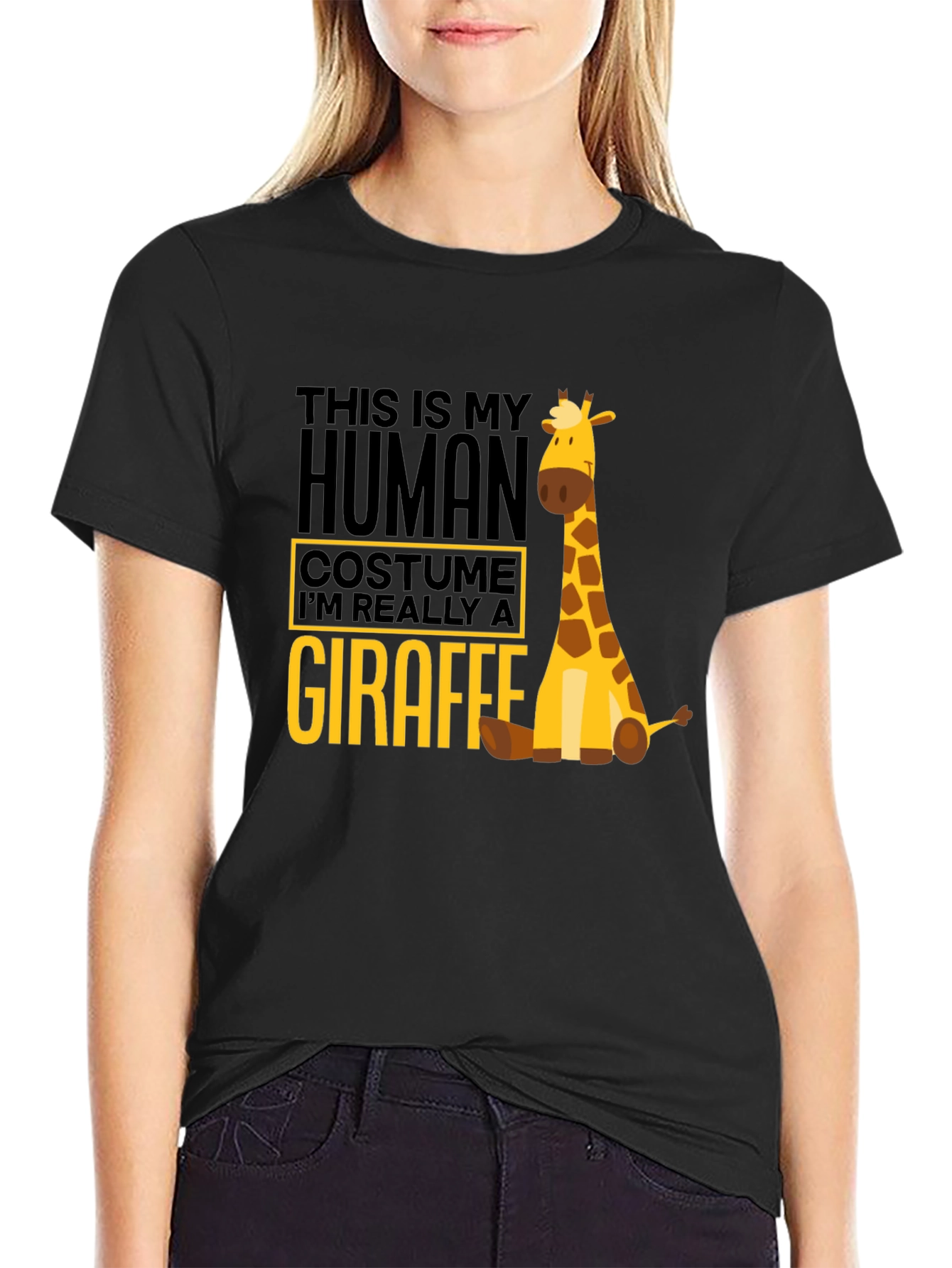 Human Costume Giraffe T-Shirt - Funny Animal Tee