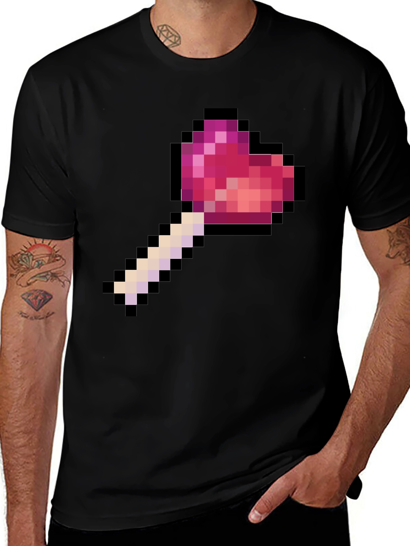 Pixel Heart Lollipop Graphic T-Shirt