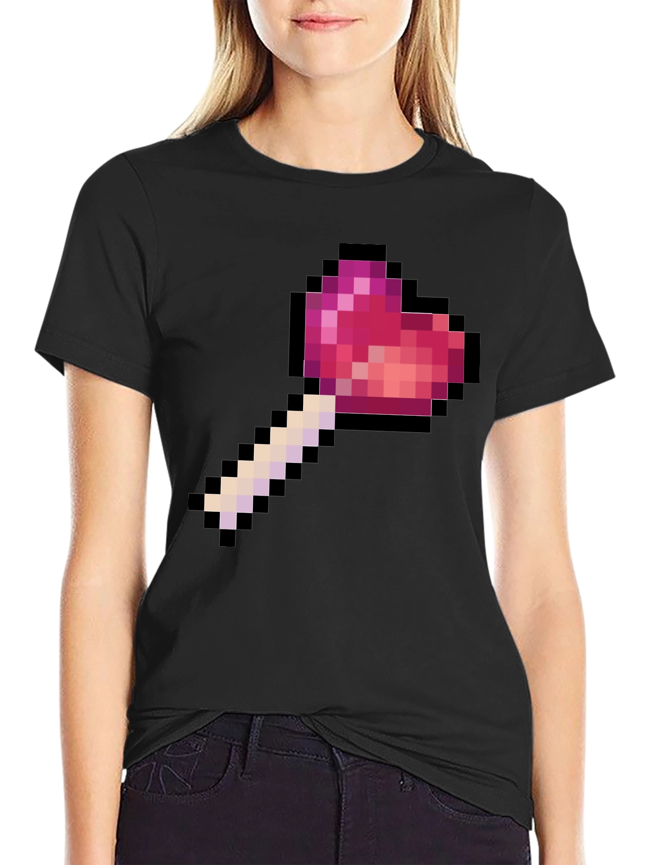 Pixel Heart Lollipop Graphic T-Shirt