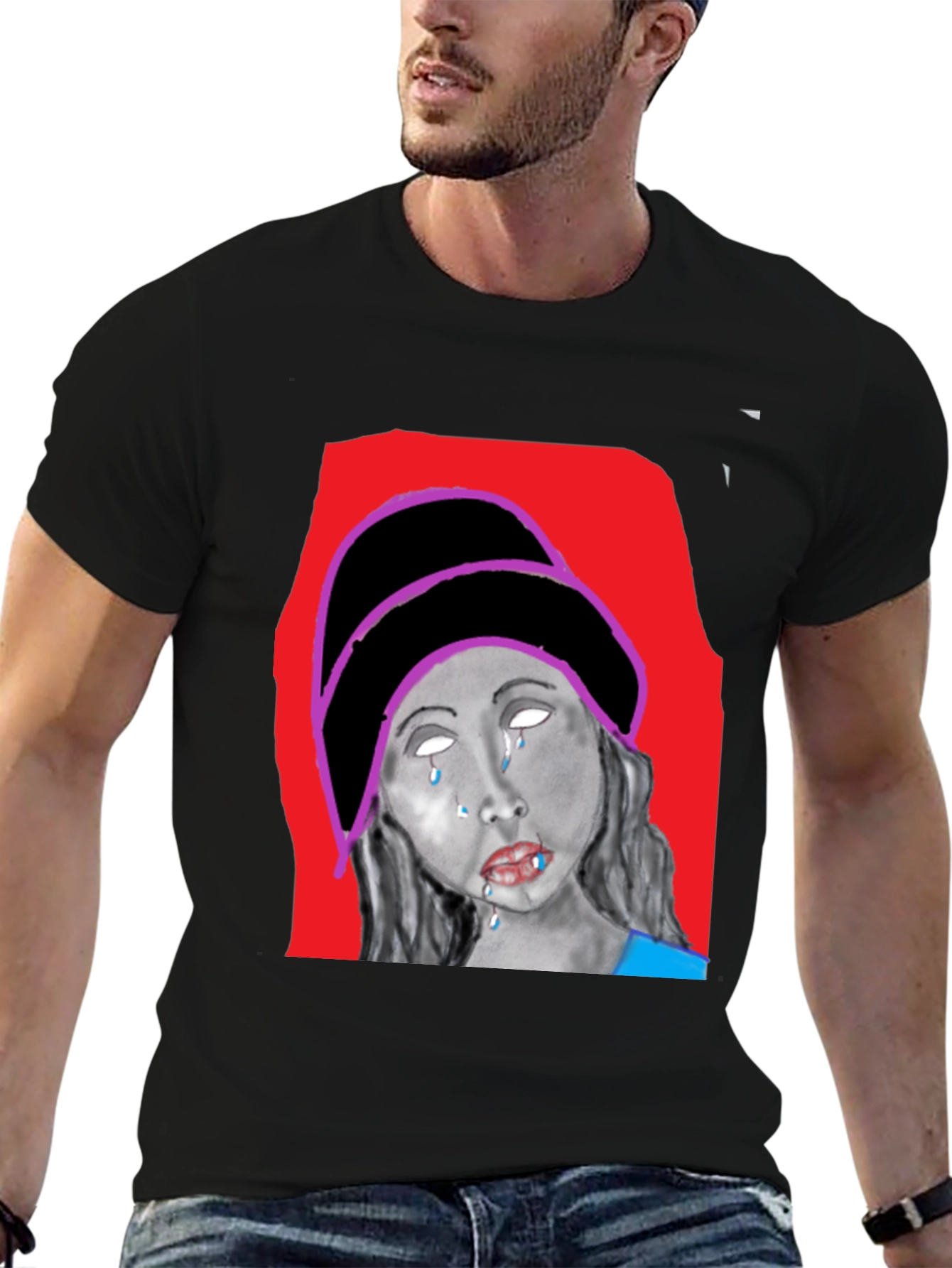 Unique Graphic Print Black T-Shirt