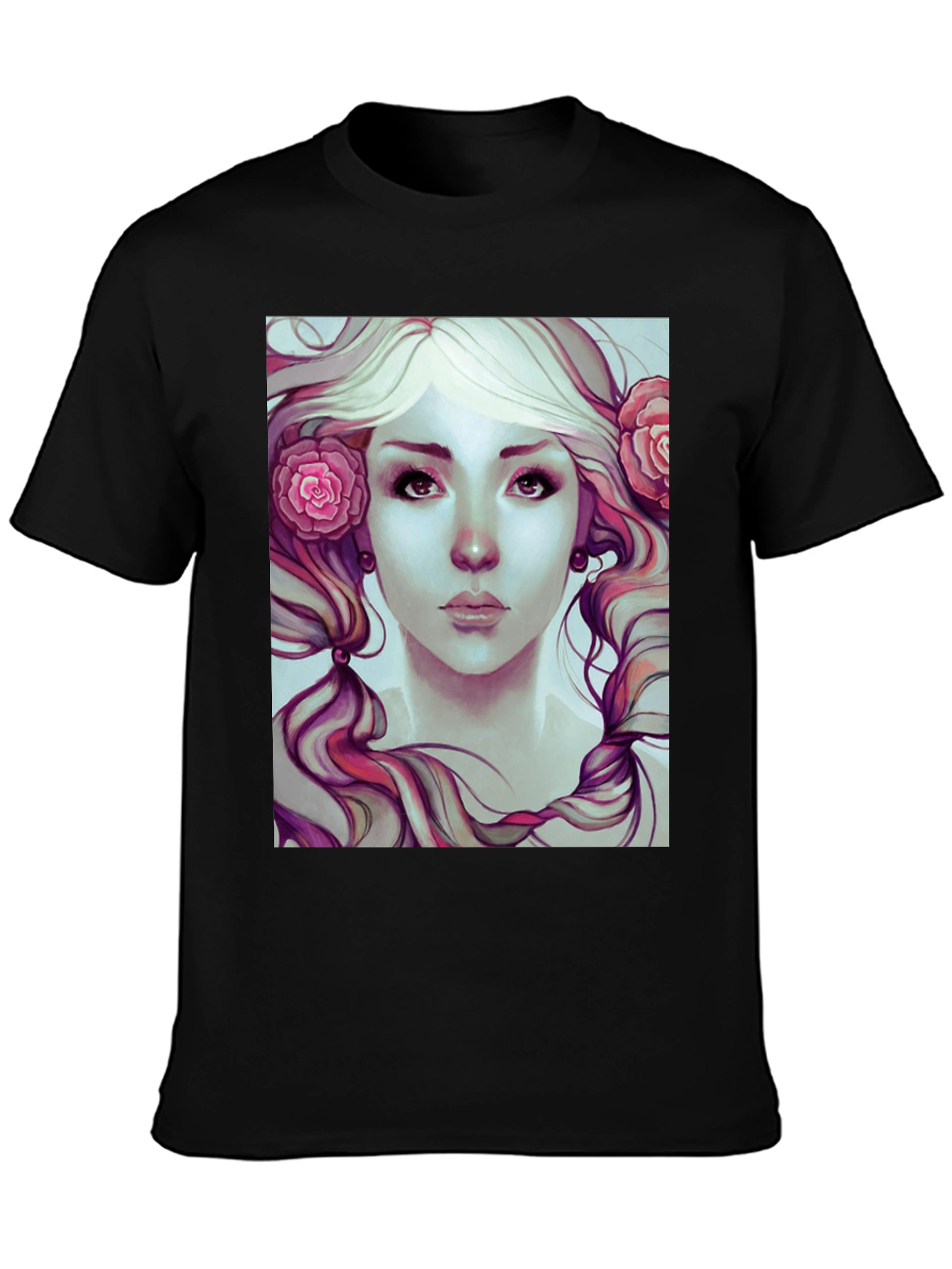 Floral Beauty Graphic Tee - Soft Black Cotton