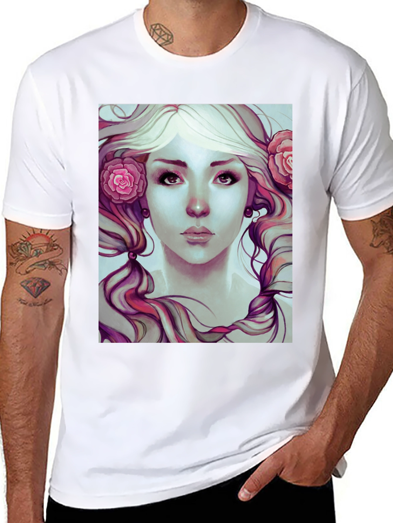 Floral Beauty Graphic Tee - Soft Black Cotton