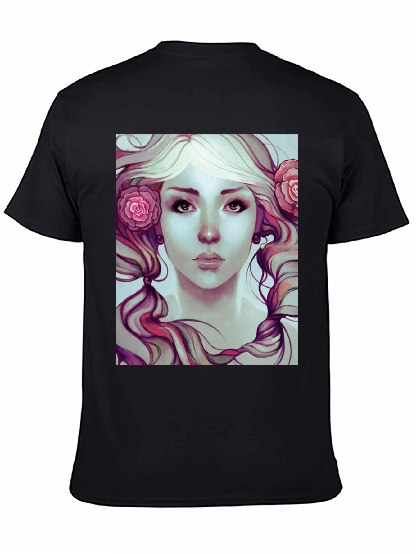 Floral Beauty Graphic Tee - Soft Black Cotton