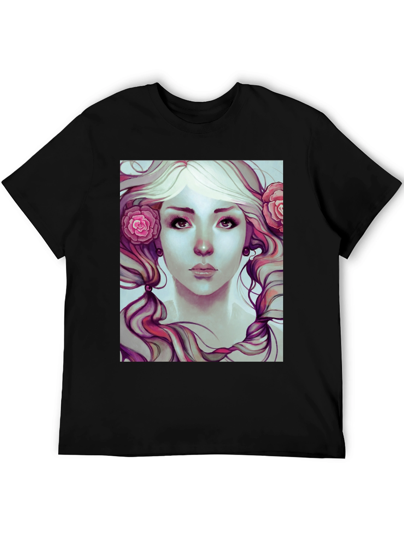 Floral Beauty Graphic Tee - Soft Black Cotton