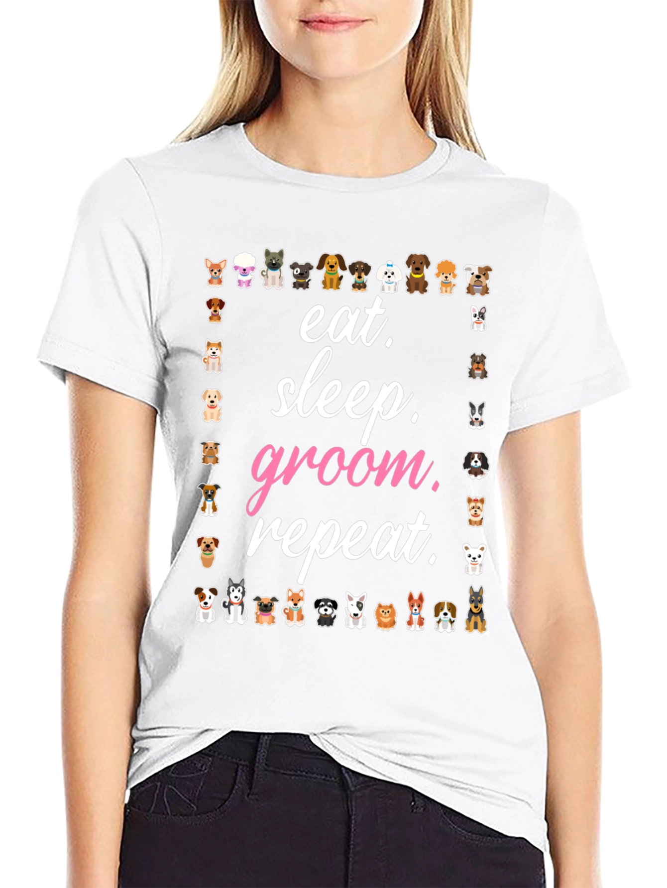 Eat Sleep Groom Repeat Dog Breed Tee