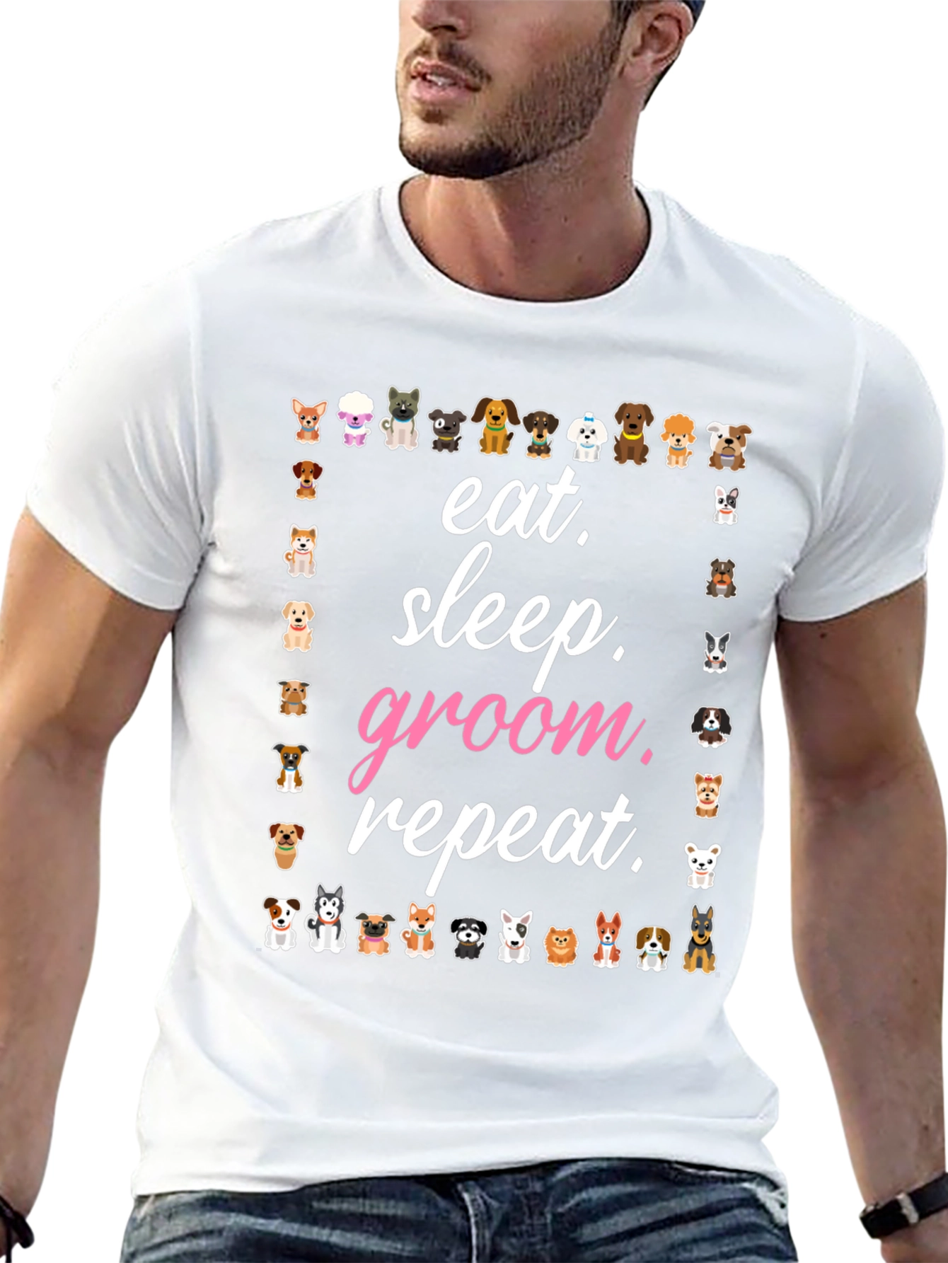Eat Sleep Groom Repeat Dog Breed Tee