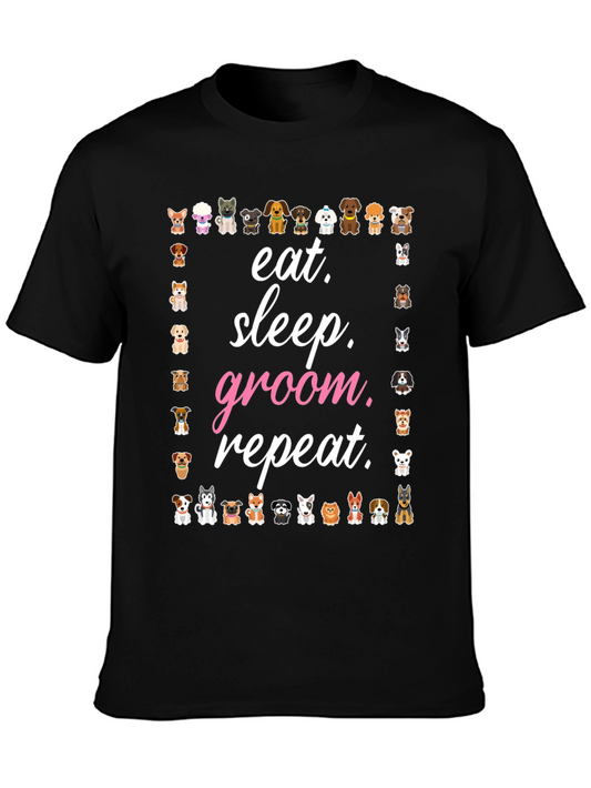 Eat Sleep Groom Repeat Dog Breed Tee