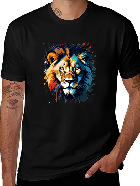 Lion Graphic Tee - Bold Colorful Design