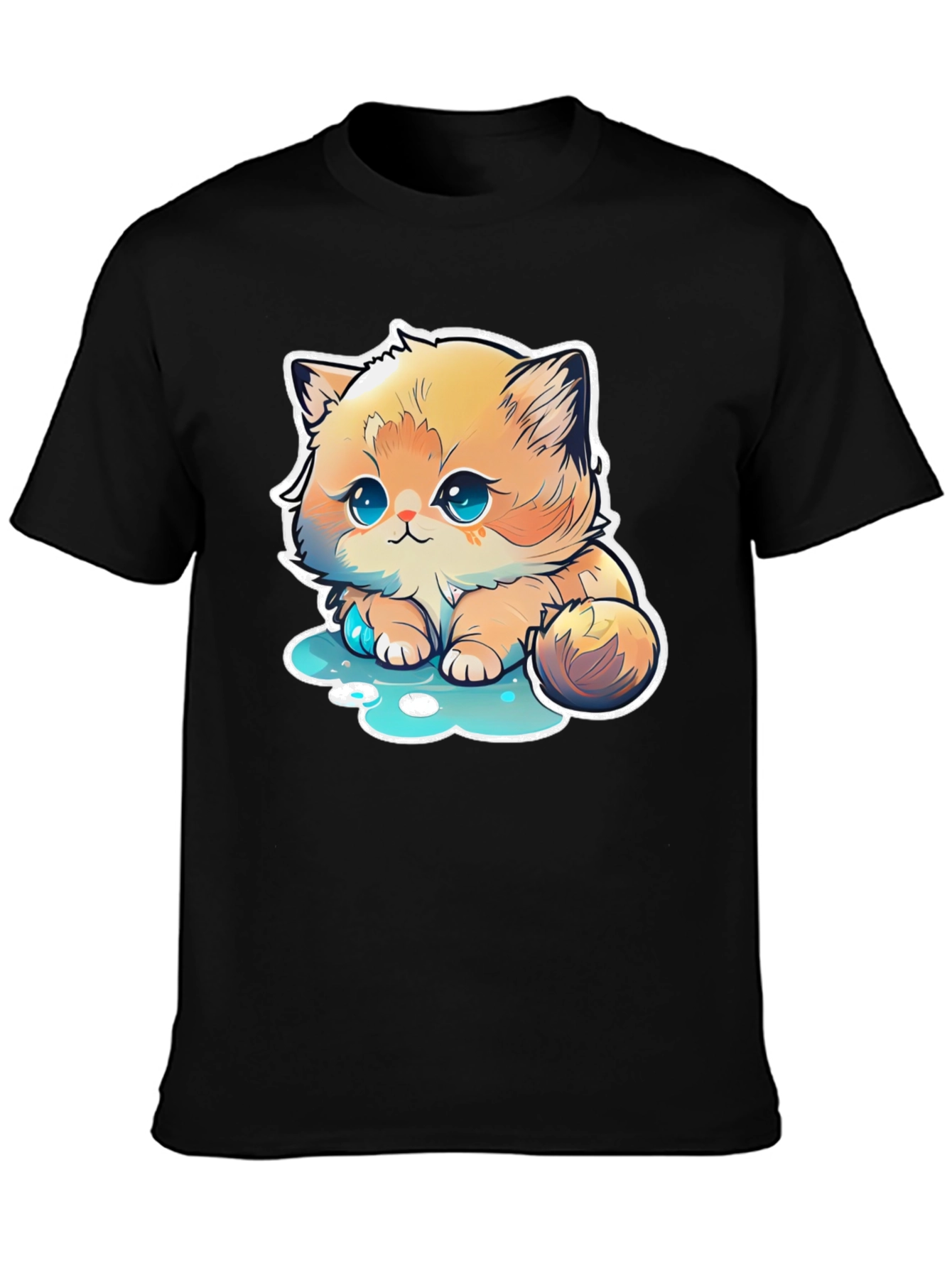 Cute Kitten Cartoon Graphic T-Shirt