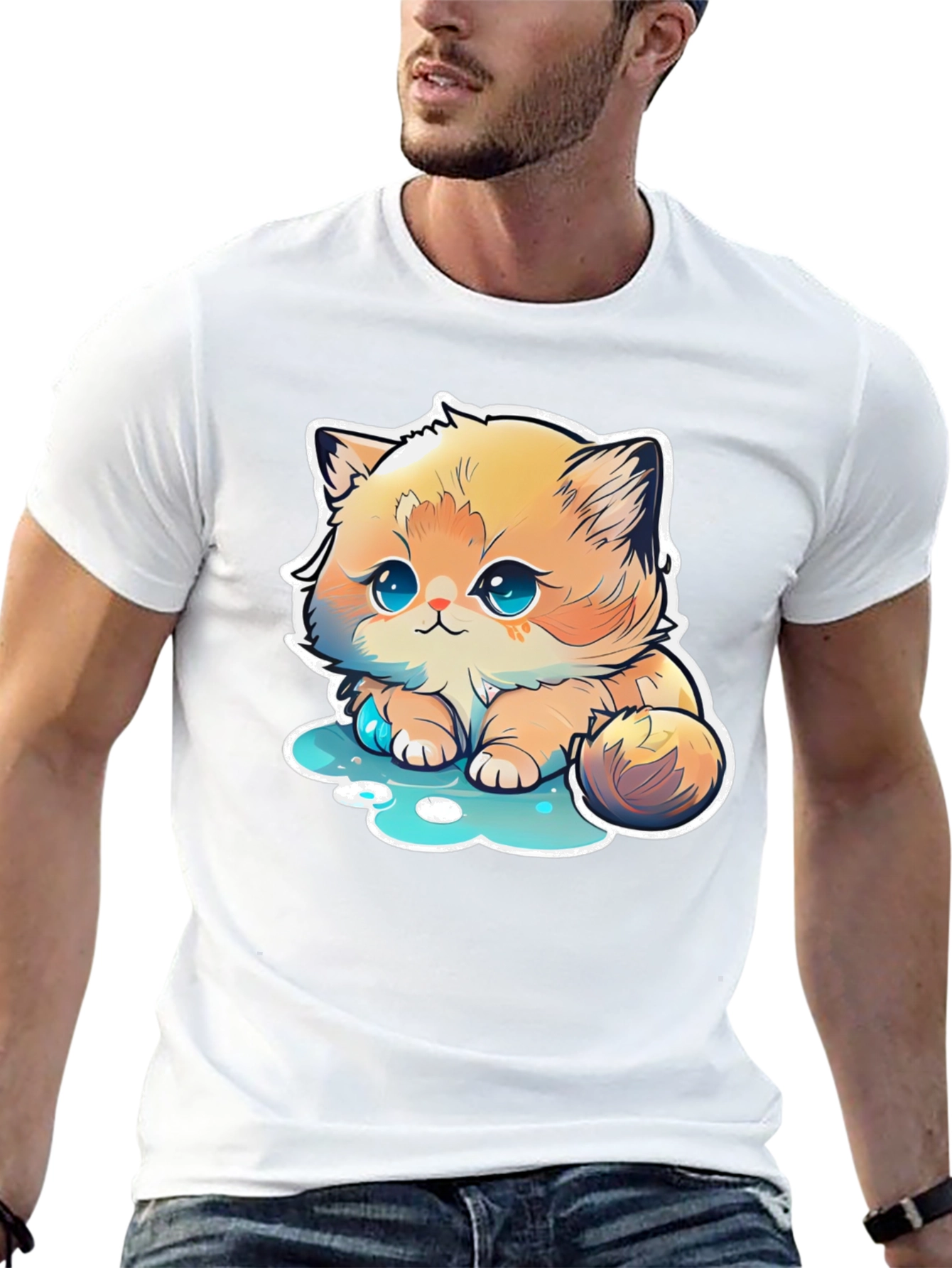 Cute Kitten Cartoon Graphic T-Shirt