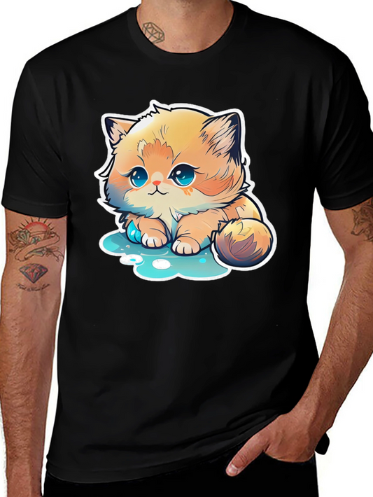 Cute Kitten Cartoon Graphic T-Shirt