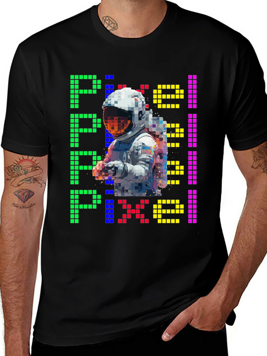 Pixel Astronaut Graphic T-Shirt - Retro Style