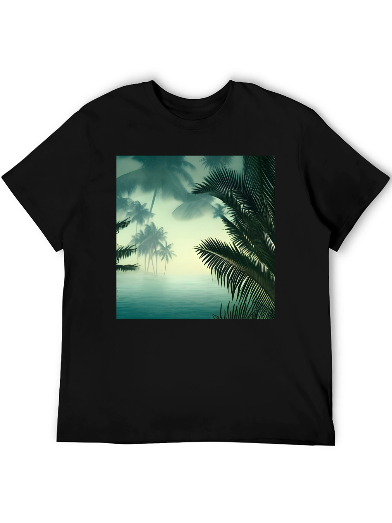 Tropical Palm Tee - Island Vibes Black T-Shirt