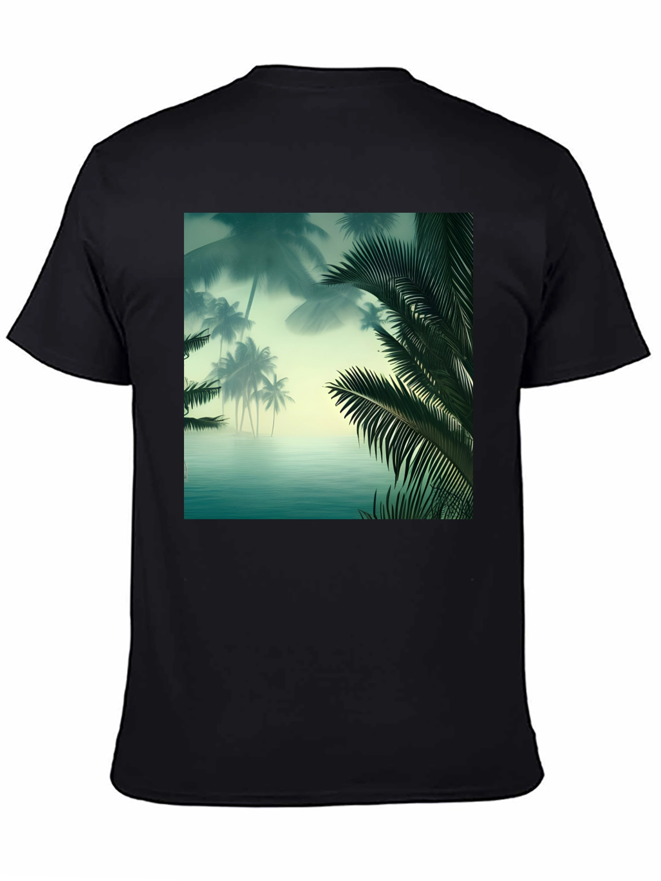 Tropical Palm Tee - Island Vibes Black T-Shirt
